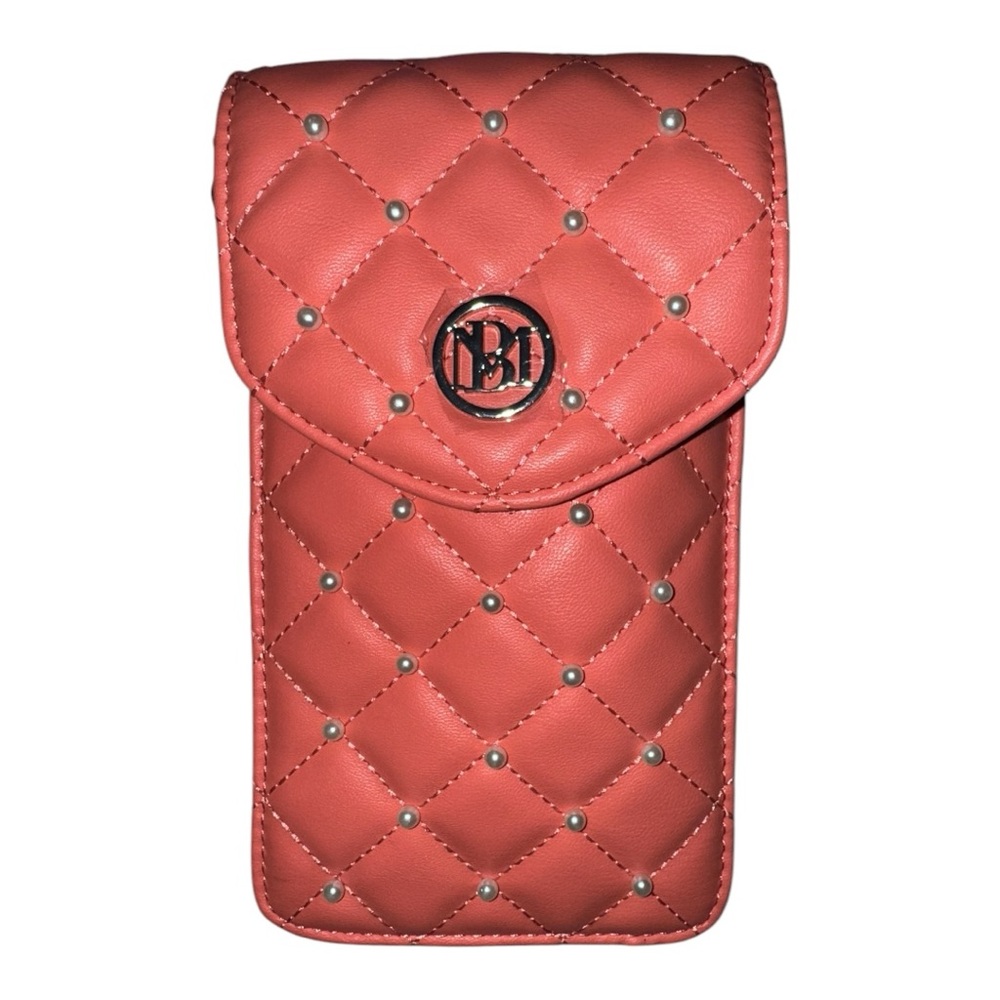 Badgley Mischka Quilted Phone Crossbody – Red Vegan Leather, Pearl Detail (NWT) - Picture 2 of 6